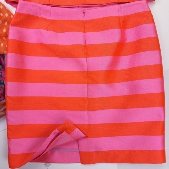 Tanner Doncaster Orange Pink Stripe Collaboration Skirt Suit Set Sz 14 - Picture 3 of 16